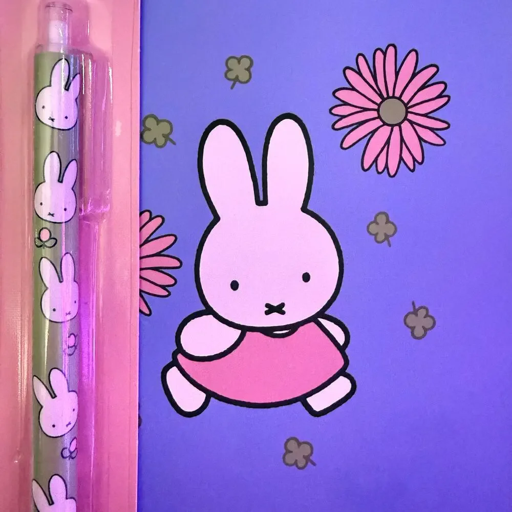 Miffy Spiral Notebook Journal Set w/ Pen Stickers Tabs Blue Flowers Kawaii 2025